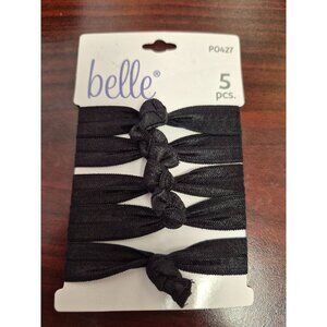Belle 5 Pcs Black Elastic Hair Ties Knotted Stretch Bands Womens Accessories Dur